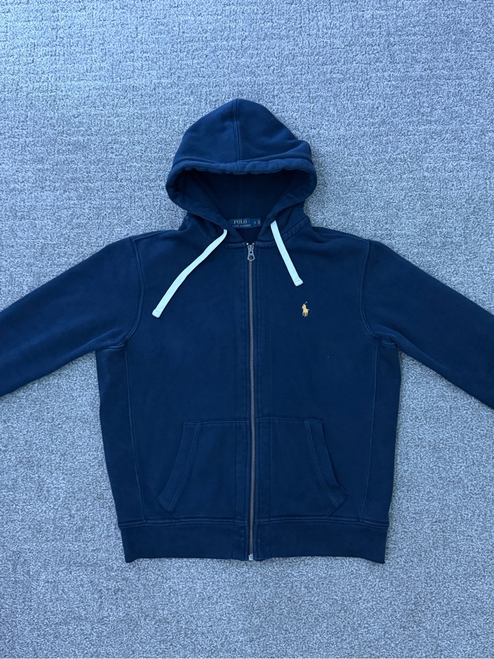 Polo by Ralph Lauren Navy Zip-Up Hoodie with Yellow Pony